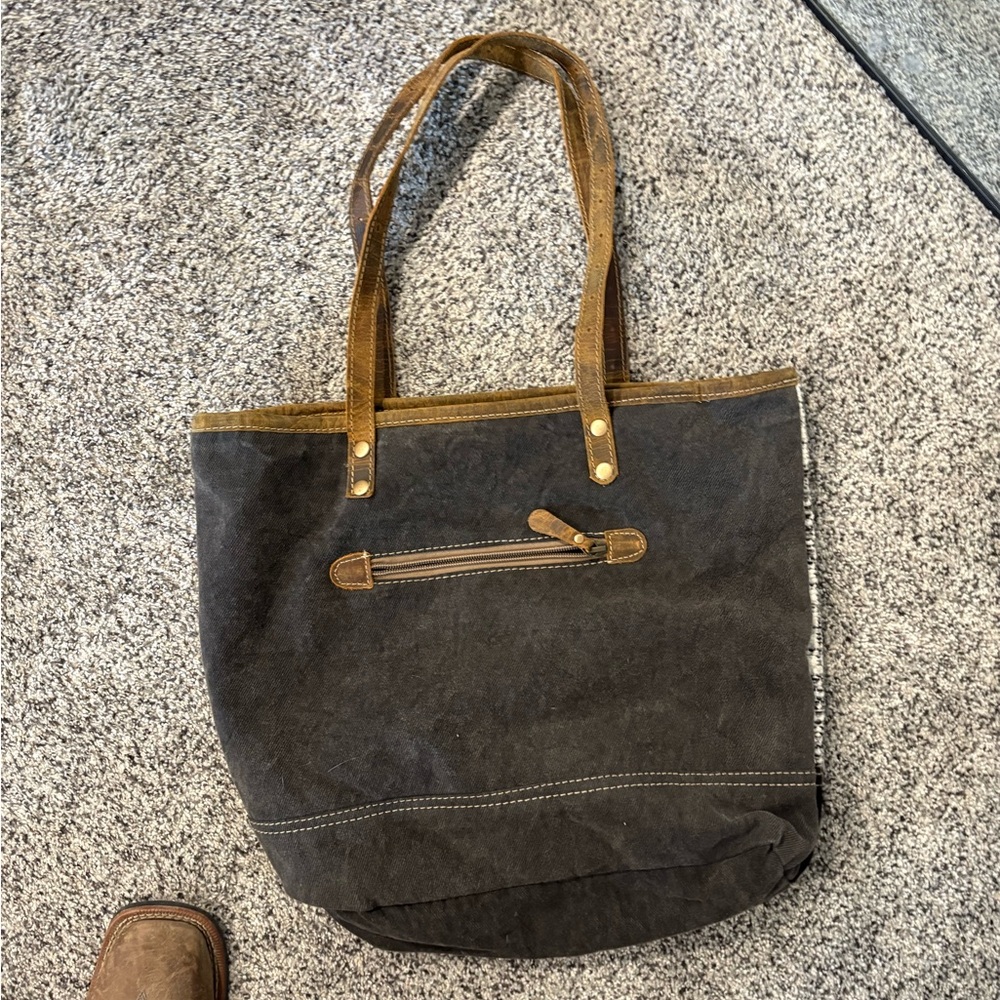 Western leather bag with cow hide - Picture 2 of 3